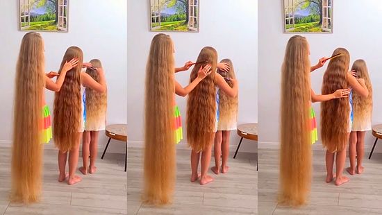 Gerçek Hayattaki Rapunzel: Saçlarının Boyu 1.95 Metre Olan Alona Kravchenko, Kızlarının Rol Modeli Oldu