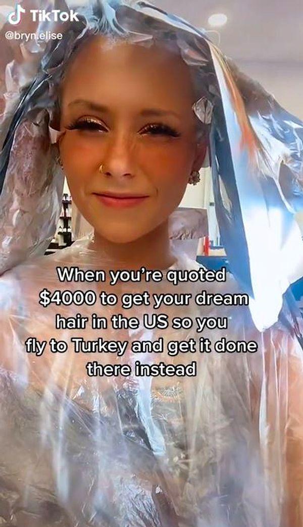 TikTok hesabında paylaştığı videoda saçlarını yaptırmak için Türkiye'ye geldiğini duyuran Elise çok daha ucuza geldiğini dile getirdi.
