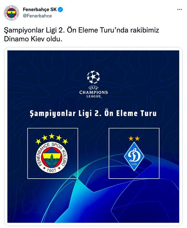 Şampiyonlar Ligi'nde Dinamo Kiev ile eşleşen Fenerbahçe, 5 yıldızlı logosuyla taraftarlarına bilgilendirme yaptı.