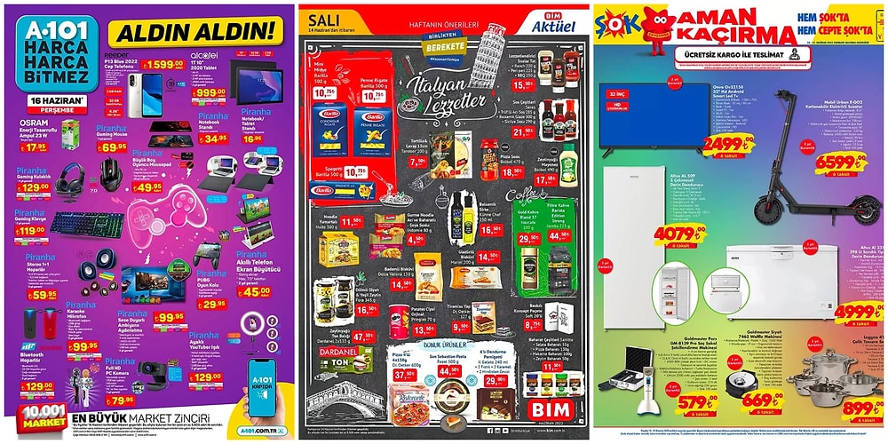 İndirim Günleri Başlıyor: 13 - 19 Haziran Haftasında A101, BİM ve ŞOK Aktüel Ürünler Listesinde Neler Var?