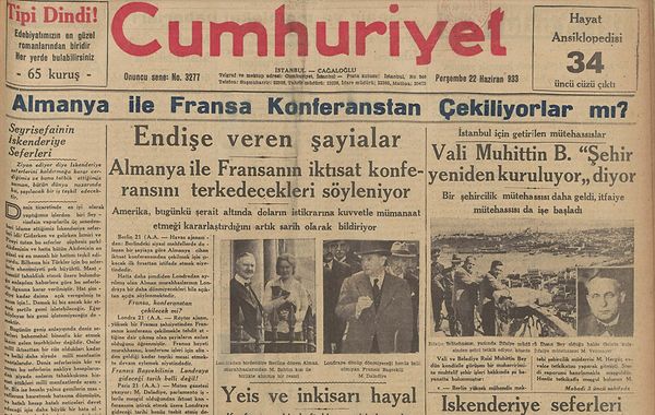 Bugünün eski gazetesi: 22 Haziran 1933