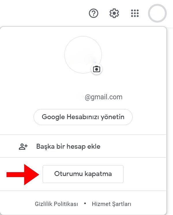 Tıkladığımda açılan bölümde yer alan "Oturumu Kapat" seçeneğine tıklamamız yeterli olacaktır.