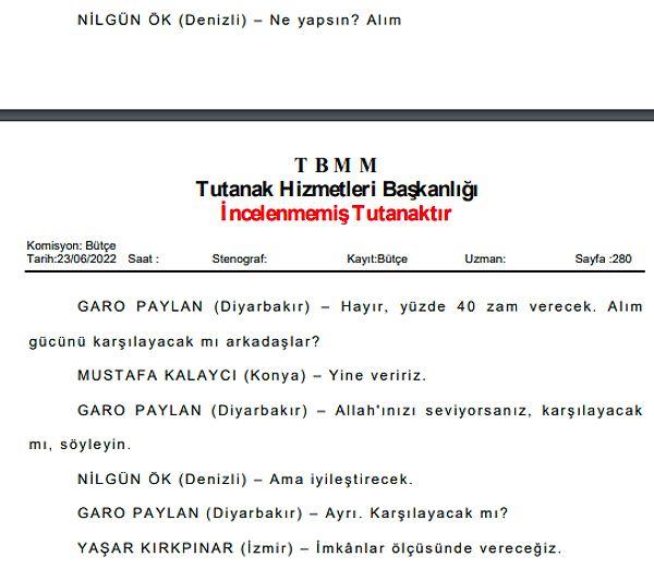 MHP Konya Milletvekili Mustafa Kalaycı, AKP Denizli Milletvekili Nilgün Ök'ten maaş zamlarına dair bir diyalog