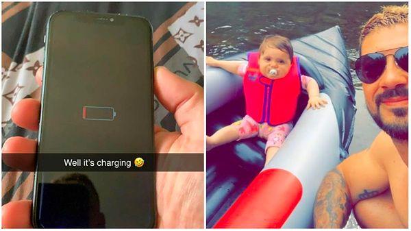 Telefonu bulan kişinin sosyal medyada paylaştığı fotoğraf ve telefonu bulduğu gün oğluyla çekildiği fotoğraf.
