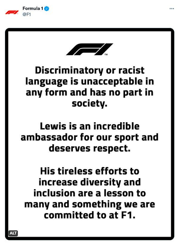 Mercedes takımından ve Formula 1'den Nelson Piquet'nin ırkçı söylemlerine kınama geldi.