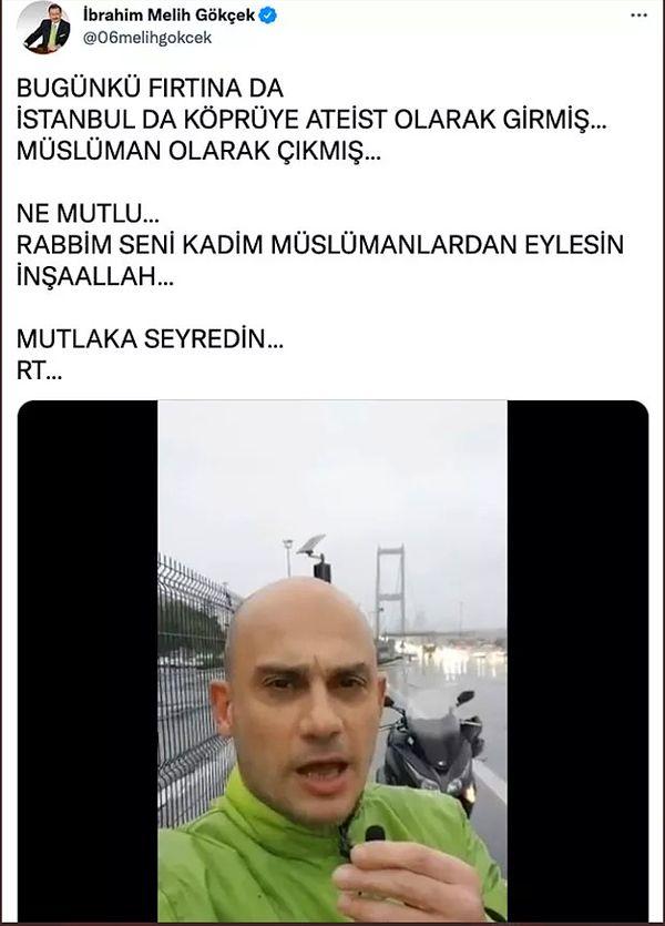 Onur Babacan'ın 'Köprüye Ateist olarak girip Müslüman olarak çıkmıştım, hızımı alamadım siyasal islamcı oldum' şeklindeki sarkastik videosunu gerçek sanmasına ise biz bi şey demeyelim, siz okuyun.