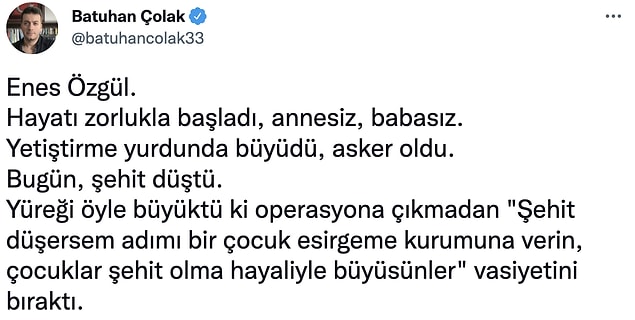 Sosyal medya kullanıcıları şehidin vasiyetinin yerine getirilmesini istedi. 👇