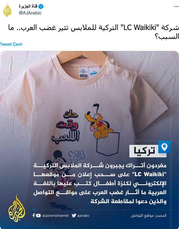 "AJArabic" adlı bir hesabın paylaştığı "Türk giyim firması LC Waikiki Arapları kızdırdı. Sebebi ne?" yazısı ise binlerce yorum aldı.
