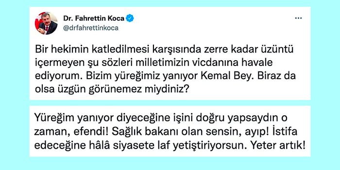 Sağlık Bakanı Fahrettin Koca'nın Kemal Kılıçdaroğlu'na Twitter'dan Verdiği Yanıta Tepki Yağdı