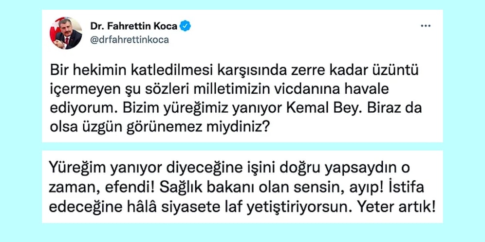 Sağlık Bakanı Fahrettin Koca'nın Kemal Kılıçdaroğlu'na Twitter'dan Verdiği Yanıta Tepki Yağdı