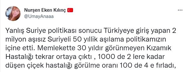 Uzun süredir görülmeyen birçok hastalığın, Suriyelilerin göçü sonrası arttığını iddia ediyor.