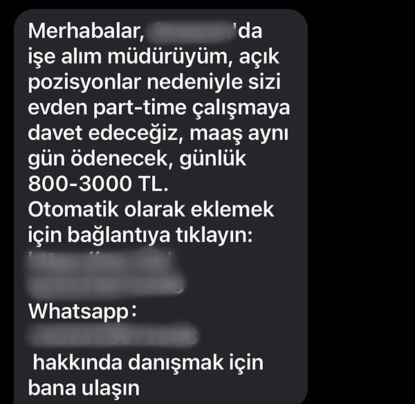 Onlardan bir tanesi de cep telefonlarımıza gelen şu mesaj oldu.👇