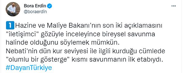 Cumhuriyet Gazetesi Ekonomi Müdürü Bora Erdin ise Bakan Nebati'nin paylaşımlarının 'falına baktı'