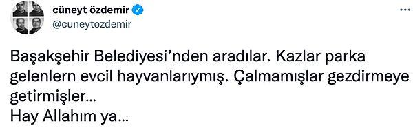Gazeteci Cüneyt Özdemir belediyenin kendisine ulaştığını aktardı...