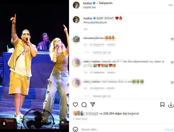 Düet yaptığı rapçi Murda'nın konserine konuk olan Hadise ve Murda'nın sarmaş dolaş dans etmesi sosyal medyada gündem oldu.