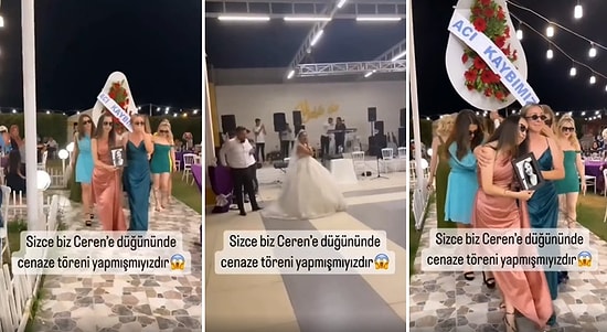 Evlenen Arkadaşları İçin 'Acı Kaybımız' Yazılı Çelenk Taşıyıp Düğünde Cenaze Töreni Düzenleyen Kadınlar