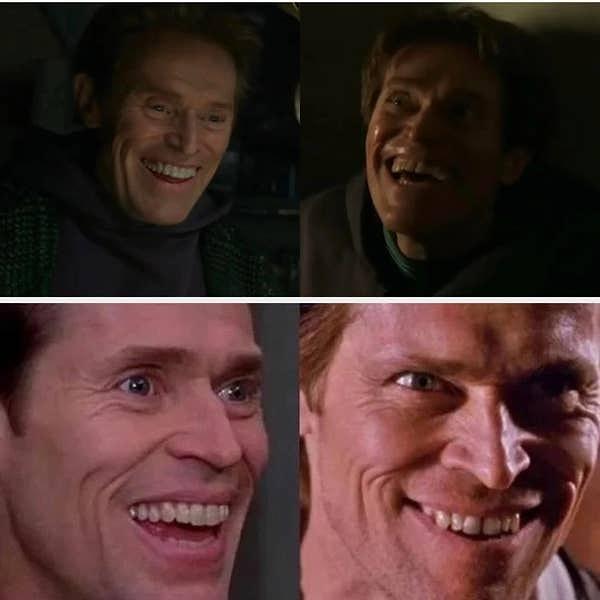 4. Willem Dafoe, Norman Osborn olarak  takma diş takıyor.  Ancak, Green Goblin kişiliğine büründüğünde Dafoe'nun dişleri doğal ve daha az mükemmel gözüküyor.