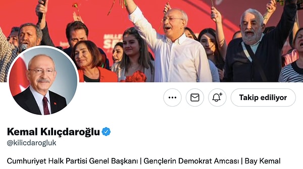 Kılıçdaroğlu bugün de Twitter'daki bilgilendirme kısmına 'Bay Kemal' ifadelerini ekledi.