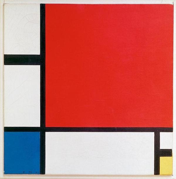 5. Piet Mondrian - Kırmızı, Mavi ve Sarı ile Kompozisyon (1930)
