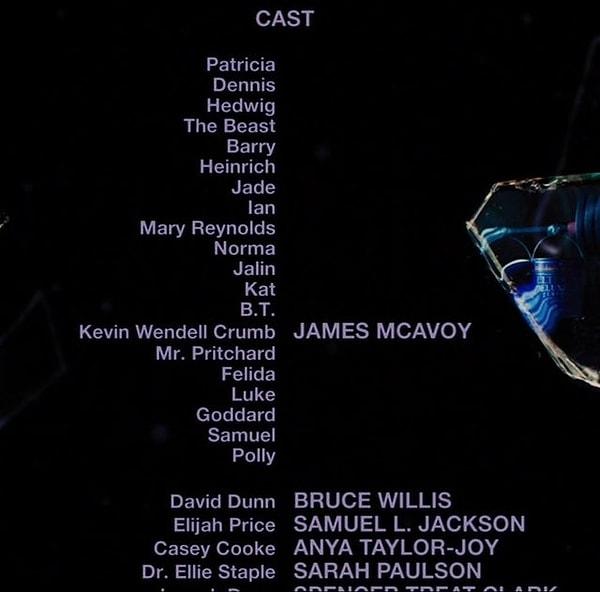 16. 'Glass' filminin son jeneriğinde James McAvoy'un canlandırdığı tüm kişilikler ayrı ayrı yazılmıştır.