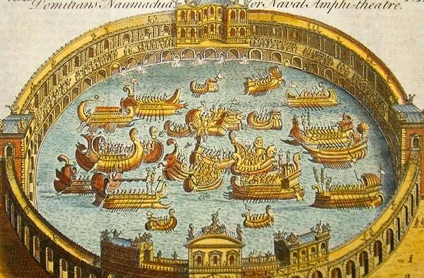 4. Roma'daki oyunlar o kadar gelişmişti ki, gerçek ebatlarındaki gemilerle deniz savaşlarını yeniden sahnelenebiliyordu.