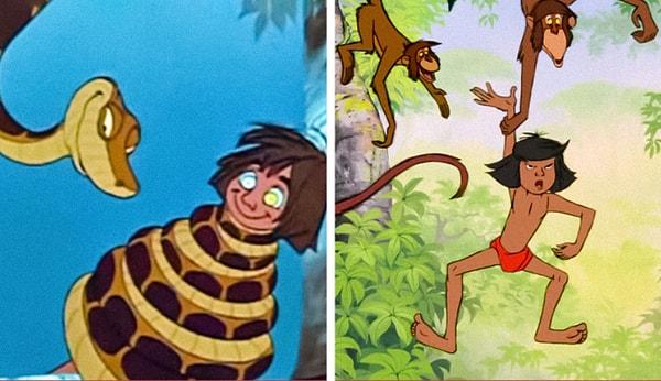 9. Jungle Book'ta Kaa kötü bir karakterdi. Ancak orijinal hikayede Mowgli'yi maymunlardan kurtarmaya yardım eden kişi Kaa'ydı.