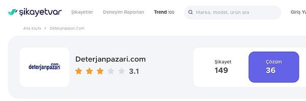 Deterjanpazari.com ile ilgili sikayetvar.com üzerindeki tüm iddialara buradan ulaşabilirsiniz