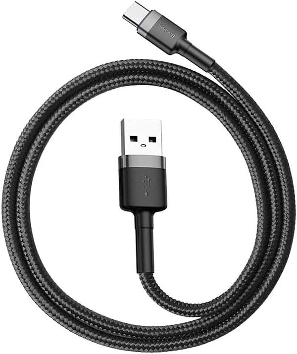 1. Baseus Halo, 3.0 A USB-A & USB-C Şarj & Data Aktarım Kablosu, 1 Metre, Siyah