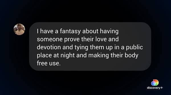 Она поделилась сообщением, в котором Арми рассказал о своей фантазии с участием женщины, доказывающей ему свою любовь, позволяя незнакомцам "свободно пользоваться" ее телом, пока она связана.