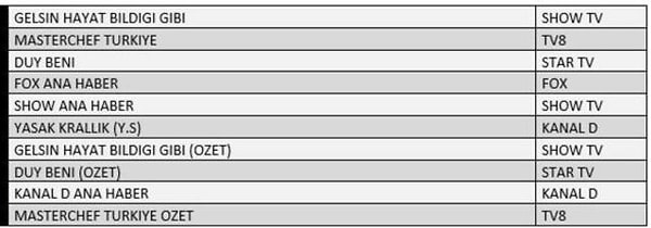 TOTAL İLK 10 PROGRAM