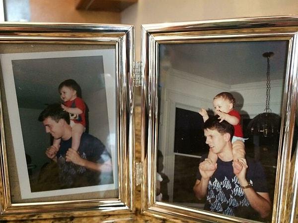 32. "Sağ tarafta babam ve ben yıl 1993, sol tarafta ben ve oğlum yıl 2016."