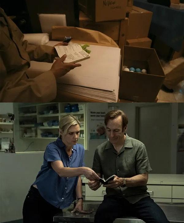 13. O kutuya atılan bir diğer eşya da, 6. sezon 6. bölümde gördüğümüz Saul'un "küçük kara defteri"dir.