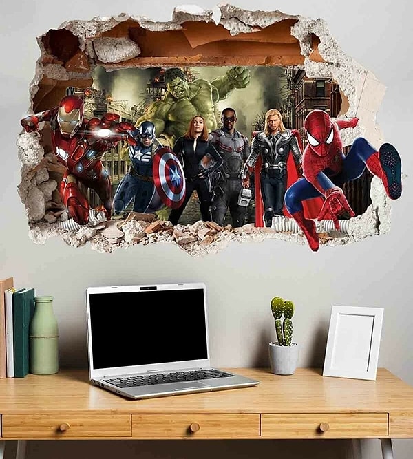 7. Tüm kahramanlar odanızın duvarında belirsin; 3d duvar stickerı...