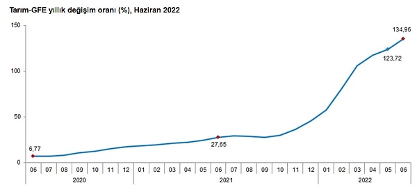 Tarımsal girdi fiyat endeksi yıllık %134,96 arttı.