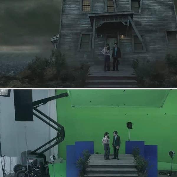 17. 'A Series of Unfortunate Events' filminde de Josephine'in evinin dış dekorasyonu yeşil ekranla oluşturulmuş.