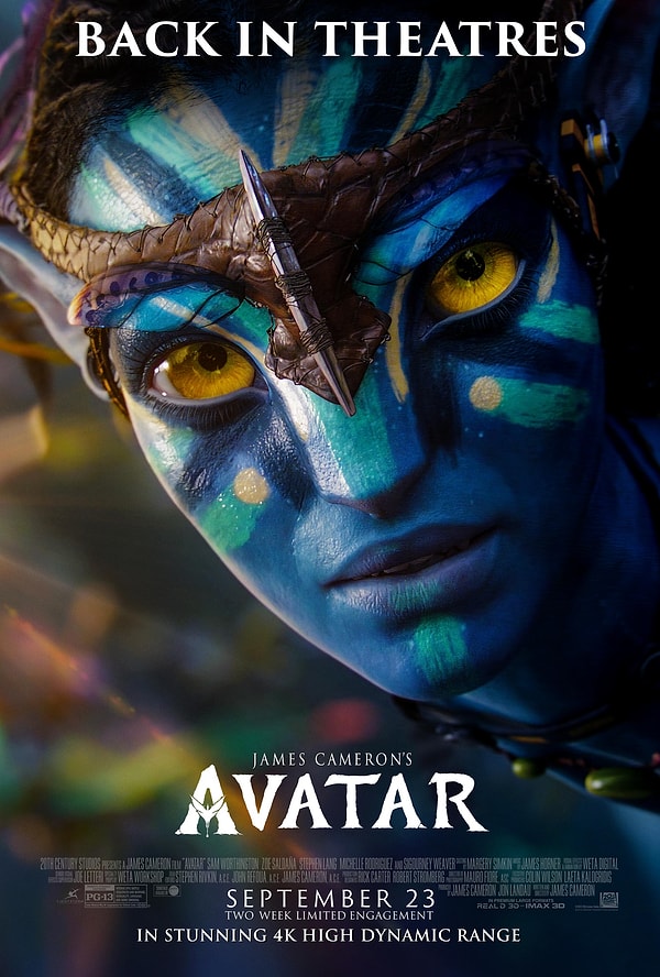 12. Yeniden vizyona girrmesi şerefine Avatar filminden yeni bir afiş yayımlandı.