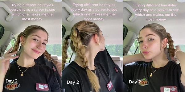 Her gün farklı saç stilleri deneyen kullanıcılar iki örgü ve iki yandan toplamayla bahşişlerinde önemli bir artış gözlemlediler.