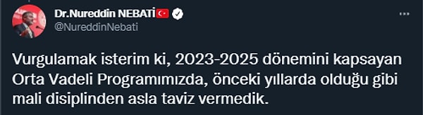 Mali disiplinden asla taviz verilmediğini altını çizdi.