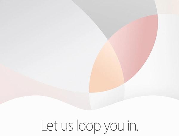 Apple'ın iPhone SE tanıtımı için paylaştığı Mart 2016 davetiyesinde yeni iPhone'un sadece renkleri görülüyor.