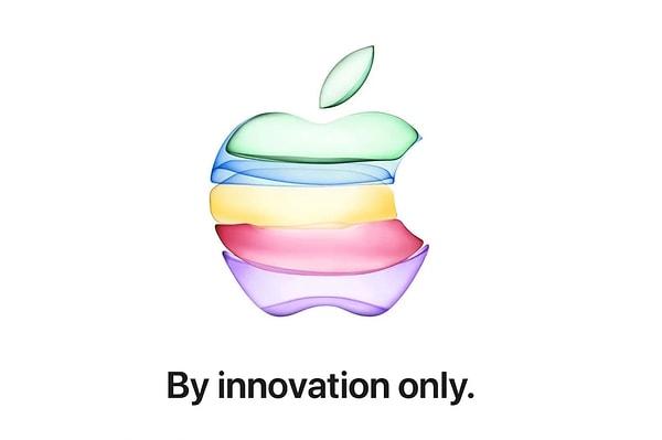 iPhone 11 etkinliği için paylaşılan davetiyede yeni cihazın renkleri Apple logosunun dilimleri olarak resmedilmişti.