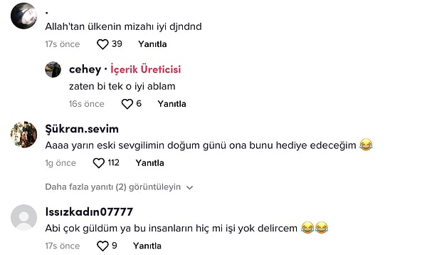 TikTok'ta yapılan yorumlar da şu şekilde oldu.