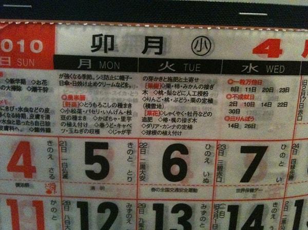 Son olarak günlere değinelim. Haftanın günleri Japoncada da pazartesi, salı gibi adlandırılıyor ancak ayın gününden bahsederken bizimki gibi 17’si veya 23’ü diyor Japonlar.