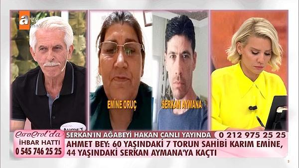 Ahmet Oruç, 41 yıllık hayat arkadaşı 60 yaşındaki Emine Oruç hakkında sıra dışı iddialarda bulunarak Esra Erol'dan yardım istedi.