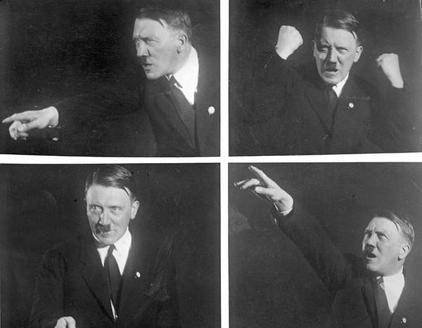 8. Adolf Hitler 1930'da fotoğraf çekimi sırasında tuhaf pozlar verirken: