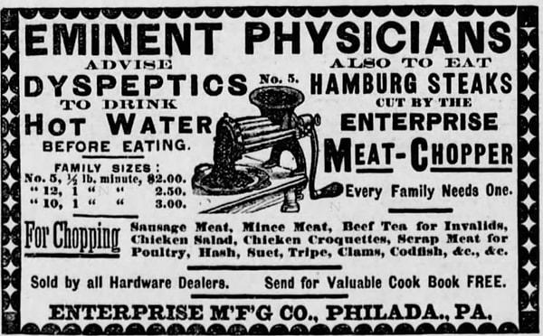 1890'ların sonlarında kıyma makineleri daha fazla kullanılabilir hale geldikçe, hamburger biftekleri kolayca yapılmaya ve Amerika’nın her yerine yayılmaya başladı.