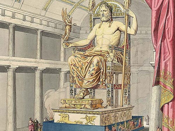 Dünya’nın 7 harikasından biri olan Zeus heykeli, M.Ö. 450’de yapıldı.