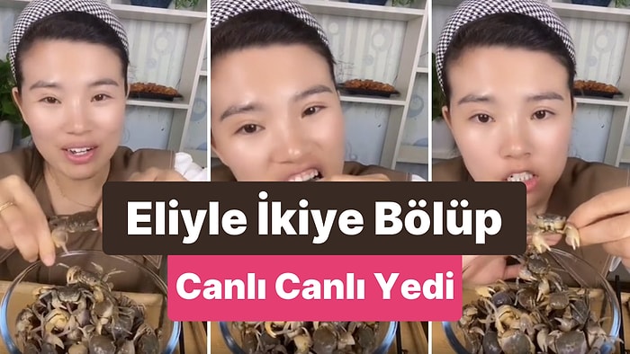 Yengeçleri İkiye Bölüp Canlı Canlı Yiyen Kadının Dehşete Düşüren Görüntüleri