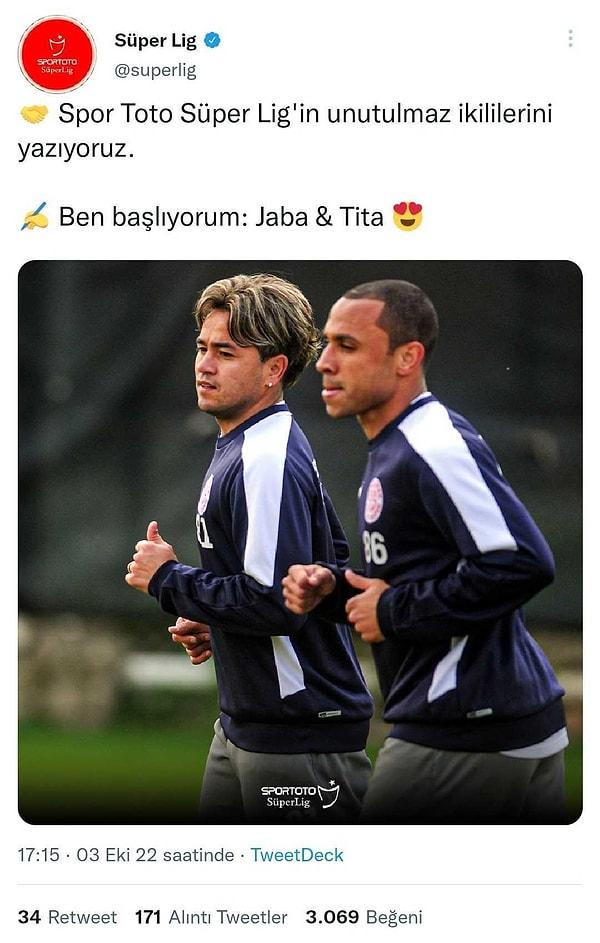 Süper Lig Twitter hesabı takipçilerinden Süper Lig'de oynayan unutulmaz ikililerin isimlerini istedi ve gelen cevaplar birbirinden güzeldi. Tahin-pekmez tadındaki ikililere birlikte bakalım.