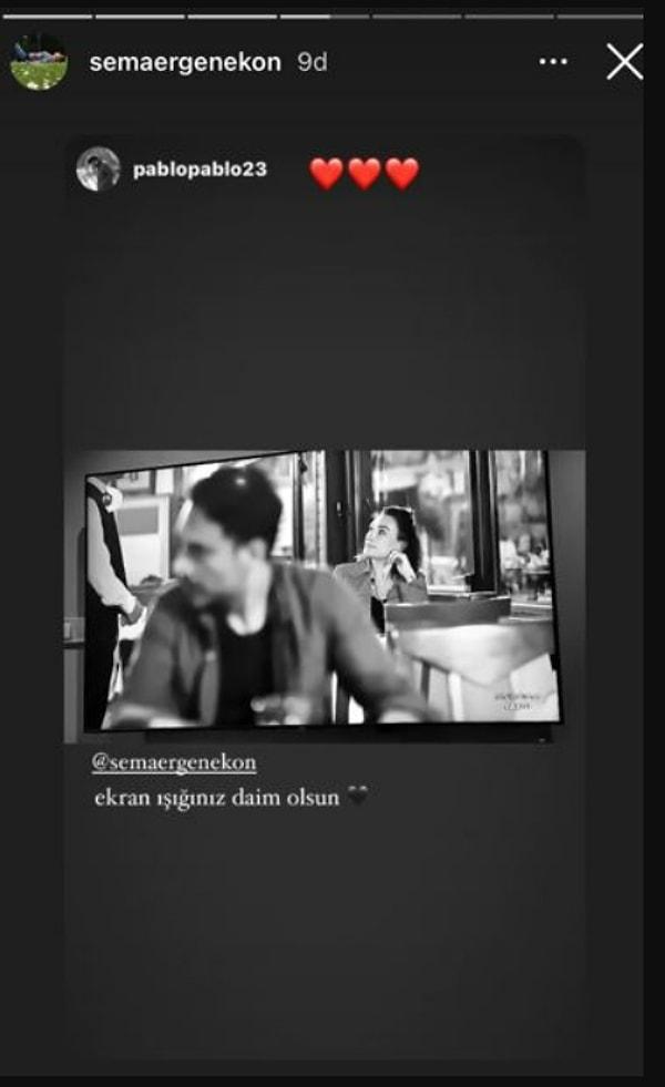 Dizinin yönetmeni de Ergenekon'un olduğu sahneyi "Ekran ışığınız daim olsun" açıklamasıyla sosyal medya hesabından paylaştı. Ayrıca Ergenekon, dizide arkasında gözüktüğü Eren Komiser'in yani Uğur Aslan'ın eşi. 😊