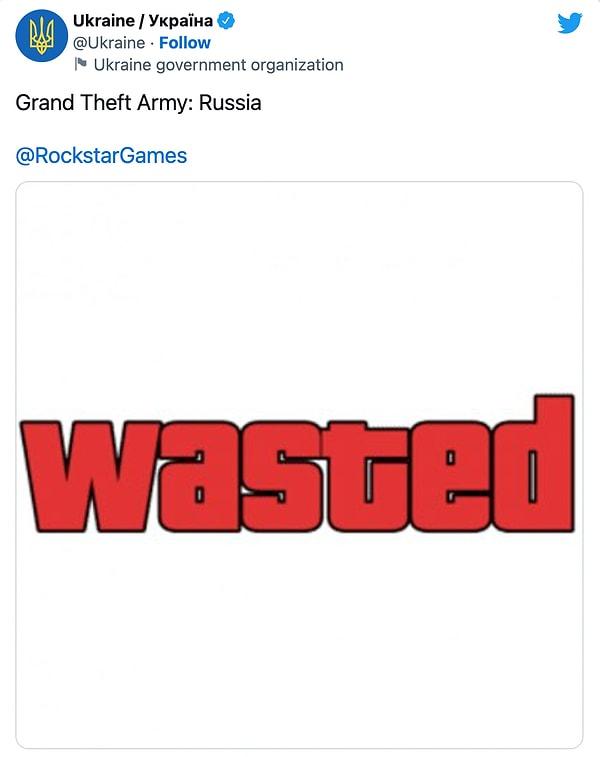 Dün ise Ukrayna'nın resmi Twitter hesabından yapılan bir paylaşım olaya Rockstar Games'i de dahil etti!